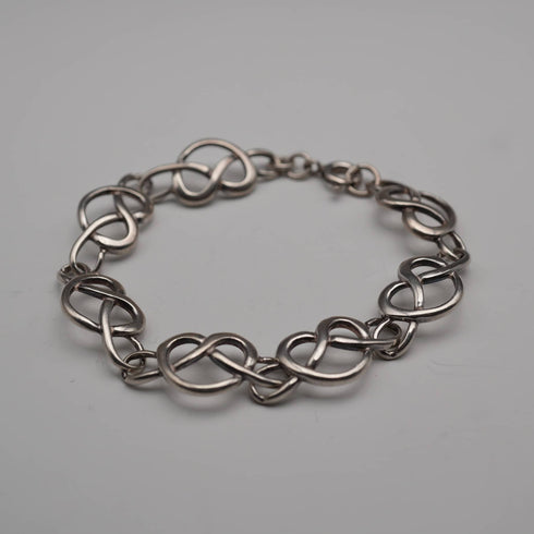 English Vintage Celtic Love Knot Sterling Silver Bracelet 10.7g