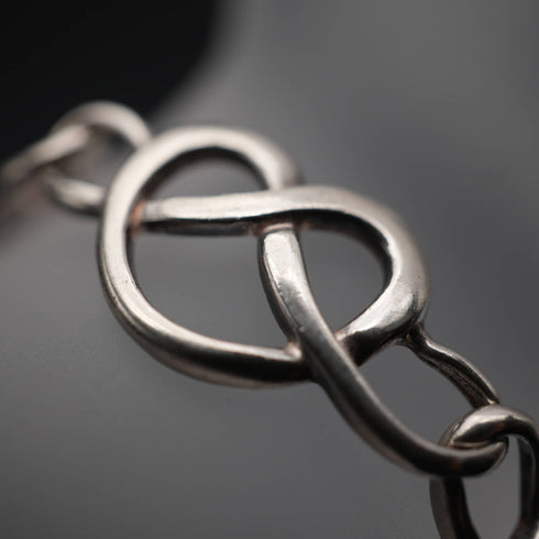 English Vintage Celtic Love Knot Sterling Silver Bracelet 10.7g