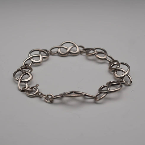 English Vintage Celtic Love Knot Sterling Silver Bracelet 10.7g