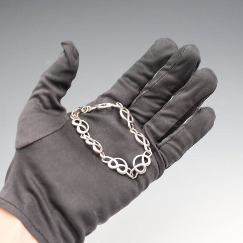 English Vintage Celtic Love Knot Sterling Silver Bracelet 10.7g