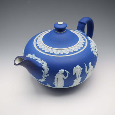 English Antique Wedgwood Teapot Jasperware Wedgwood Blue