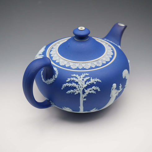 English Antique Wedgwood Teapot Jasperware Wedgwood Blue