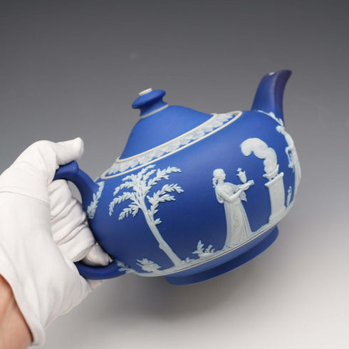 English Antique Wedgwood Teapot Jasperware Wedgwood Blue