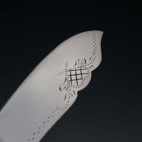 1927年 英國古董純銀刀柄餐具,用於魚類料理與分餐套組 Kirby Beard Ltd
