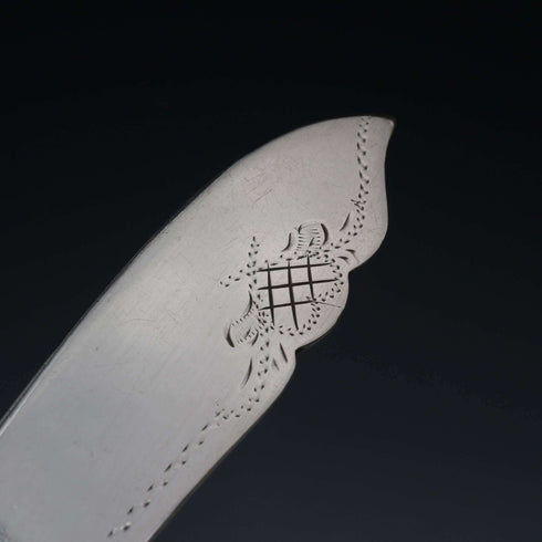 1927年 英國古董純銀刀柄餐具,用於魚類料理與分餐套組 Kirby Beard Ltd