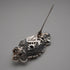 Vintage Black Onyx & Marcasite Sterling Silver Large Brooch 12.1g