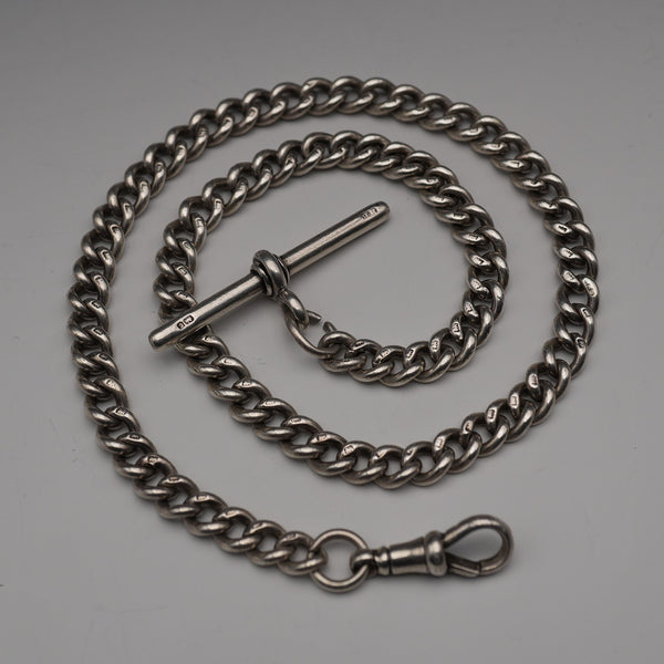 Circa 1919 English Antique Sterling Silver Albert Chain 40g (Fob not included)