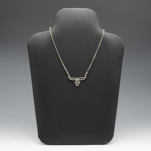 UK Vintage Sterling Silver Mackintosh Rose Drop Necklace with Case 40cm 8g
