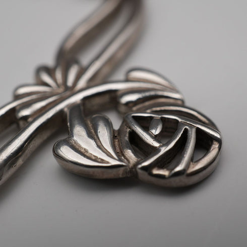 UK Vintage Sterling Silver Mackintosh Rose Drop Necklace with Case 40cm 8g
