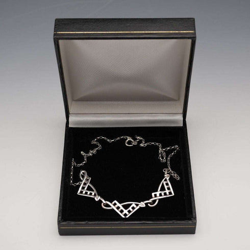 UK Vintage Sterling Silver Rennie Mackintosh Triple Drop Necklace 42cm 8g