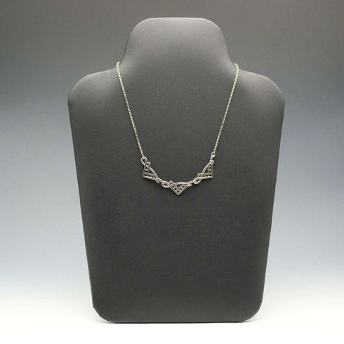 UK Vintage Sterling Silver Rennie Mackintosh Triple Drop Necklace 42cm 8g