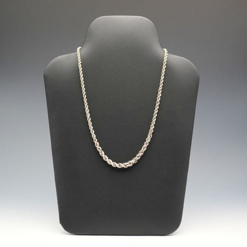 Vintage Sterling Silver Twist Rope Chain Necklace 50cm 28g