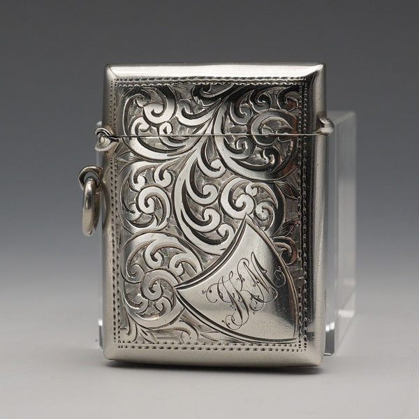 1900 English Antique Sterling Silver Vesta Case 22g S&A
