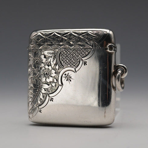 1897 British Antique Sterling Silver Vesta Case 30g William Harrison Walter