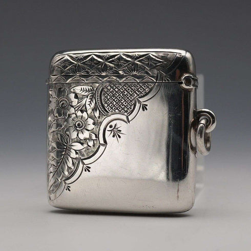 1897 British Antique Sterling Silver Vesta Case 30g William Harrison Walter