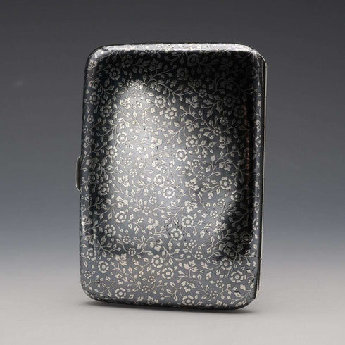 c. 1898 Antique Austrian 900 Silver Niello Inlaid Cigarette Case 124g