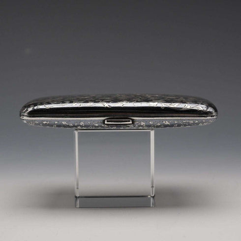 c. 1898 Antique Austrian 900 Silver Niello Inlaid Cigarette Case 124g