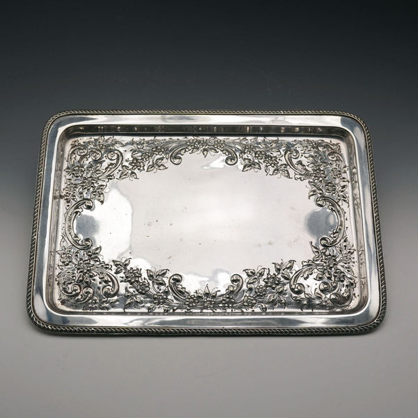 British Antique Silver Plated Rectangular Vanity Tray by John Collyer & Co