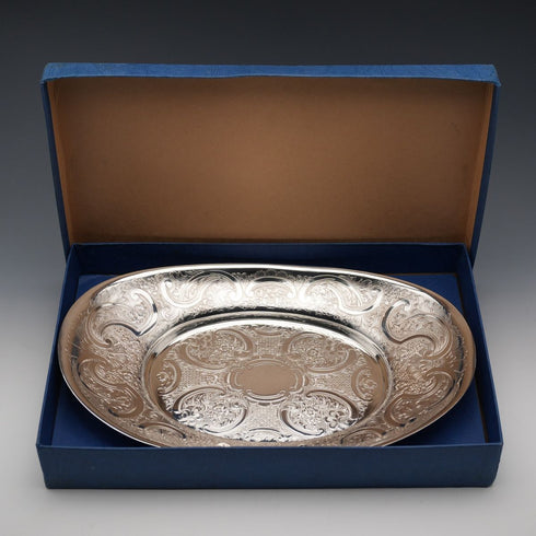 英國復古鍍銀橢圓形餐盤 Mappin&Webb 附原盒 極美品
