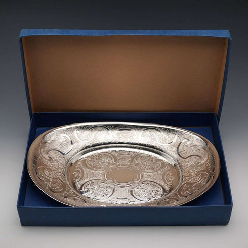 English Vintage Silverplate Oval Dish by Mappin&Webb, Excellent Condition with Original Box