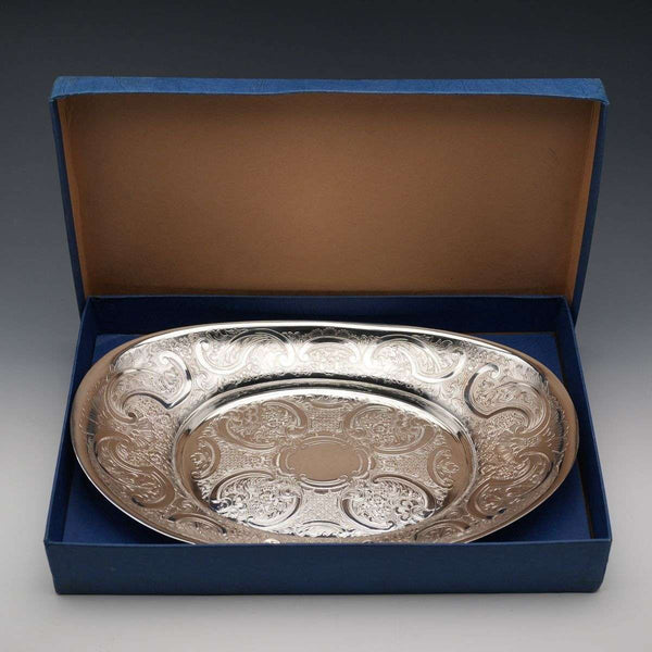 English Vintage Silverplate Oval Dish by Mappin&Webb, Excellent Condition with Original Box