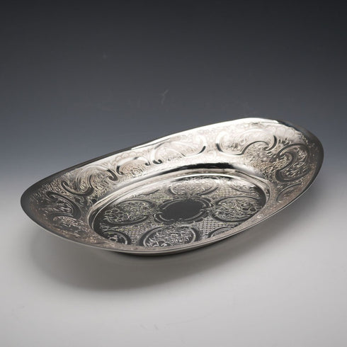 英國復古鍍銀橢圓形餐盤 Mappin&Webb 附原盒 極美品