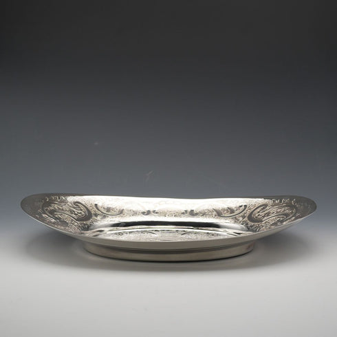 英國復古鍍銀橢圓形餐盤 Mappin&Webb 附原盒 極美品