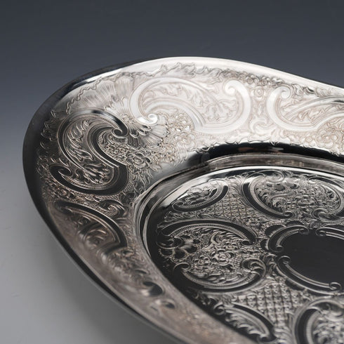 英國復古鍍銀橢圓形餐盤 Mappin&Webb 附原盒 極美品
