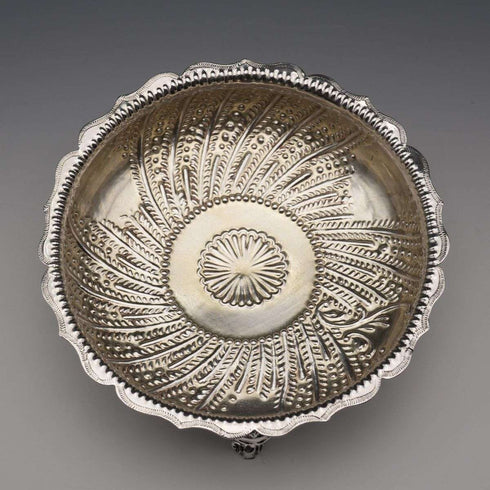 1880 British Antique Sterling Silver Footed Dish 124g Holland Son & Slater