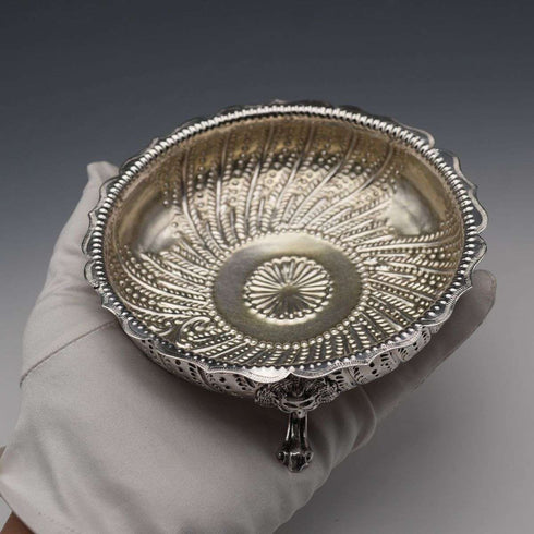 1880 British Antique Sterling Silver Footed Dish 124g Holland Son & Slater