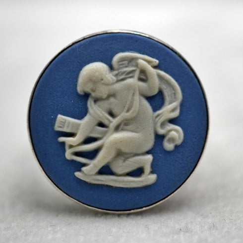 Vintage British Jewelry, Wedgwood Jasperware Sterling Silver Ring (JP size 14)