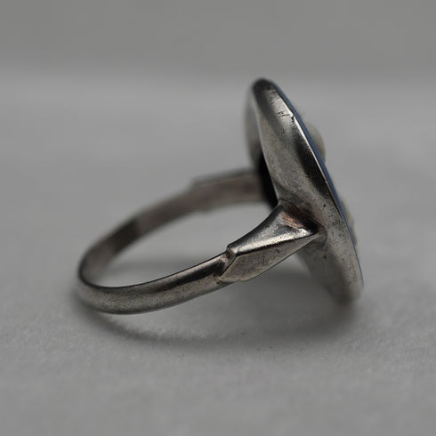 Vintage British Jewelry, Wedgwood Jasperware Sterling Silver Ring (JP size 14)