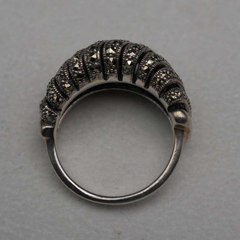 Vintage Sterling Silver & Marcasite Cluster Ring (Japan size 17)