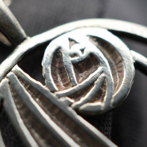 British Vintage Sterling Silver Mackintosh Rose Pendant with Sterling Silver Chain