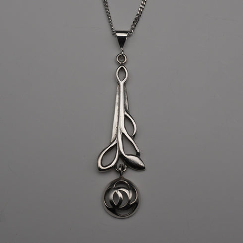 English Vintage Sterling Silver Glasgow Rose Pendant with Sterling Silver Chain