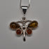 Vintage Sterling Silver & Amber Butterfly Pendant with Sterling Silver Chain