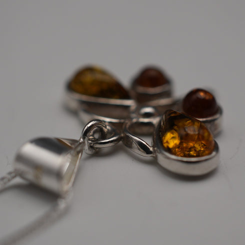 Vintage Sterling Silver & Amber Butterfly Pendant with Sterling Silver Chain