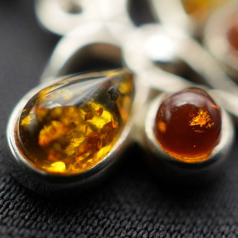 復古純銀琥珀蝴蝶吊墜,附純銀鏈