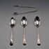 1899 Antique British Sterling Silver Tea Spoons (3) & Sugar Tongs Set, Total 76g by Gilmour&Watson