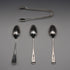 1899 Antique British Sterling Silver Tea Spoons (3) & Sugar Tongs Set, Total 76g by Gilmour&Watson
