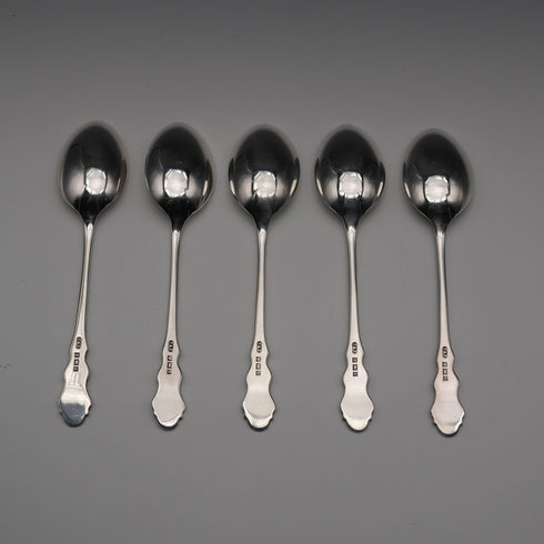 1960 UK Vintage Sterling Silver Teaspoon Set of 5, Total 63g, Turner & Simpson