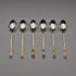 1958 English Vintage Sterling Silver Enamel Coffee Spoons, Set of 6, Total 61g, Turner & Simpson