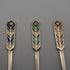 1958 English Vintage Sterling Silver Enamel Coffee Spoons, Set of 6, Total 61g, Turner & Simpson