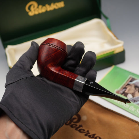 Ireland Peterson's Sherlock Holmes "The Original" Bulldog Pipe Sterling Silver Decoration Full Set Mint Condition