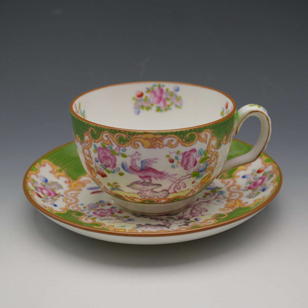 英國古董 Minton 綠色鬥雞杯碟