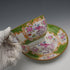 英國古董 Minton 綠色鬥雞杯碟