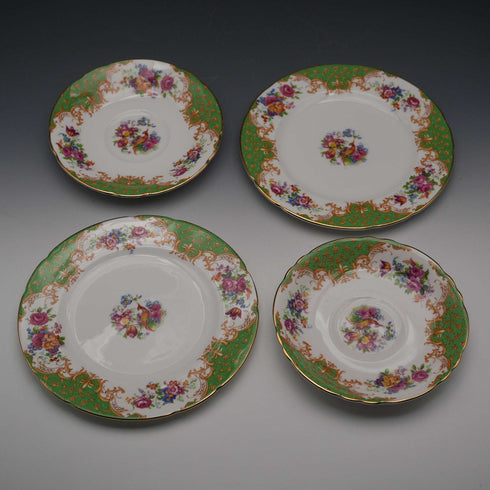 UK Vintage Paragon "Rockingham Green" Teacup Trio Pair
