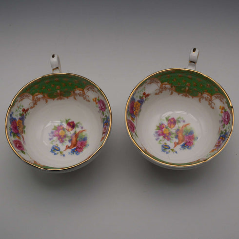UK Vintage Paragon "Rockingham Green" Teacup Trio Pair