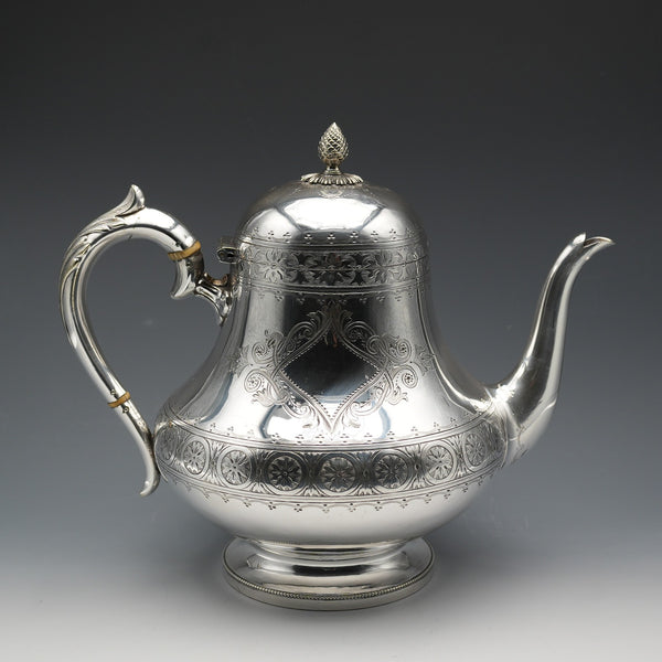 約1880年 英國古董鍍銀茶壺 製造商不詳
