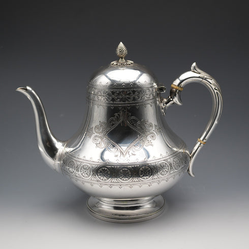 約1880年 英國古董鍍銀茶壺 製造商不詳
